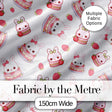 Cute Strawberry Bunny Cake Dessert Grey Background Seamless Pattern Digital Print Fabric by the Metre UK Sewing Quilting Textile