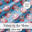 Cute Bunny Donut Dessert Kawaii Blue Background Seamless Pattern Digital Print Fabric by the Metre UK Sewing Quilting Textile