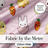 Cute Easter Bunny Chick Carrot Egg Blush Polka Dot Seamless Pattern Digital Print Fabric by the Metre UK Sewing Quilting Textile