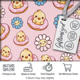 Kawaii Chick Sitting on Donut with Flowers Seamless Pattern Blush Background Digital Print Fabric by the Metre UK Sewing Quilting Textile