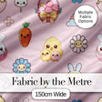 Cute Easter Chick Bunny Macaron Carrot Rainbow Seamless Pattern Pink Background Digital Print Fabric by the Metre UK Sewing Quilting Textile