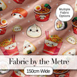 Cute Kawaii Sushi Ramen Dumpling Asian Food Seamless Pattern Peach Background Digital Print Fabric by the Metre UK Sewing Quilting Textile