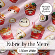 Kawaii Sushi Ramen Dumpling Asian Food Seamless Pattern Soft Pink Background Digital Print Fabric by the Metre UK Sewing Quilting Textile