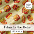 Cute Kawaii Burger Fries Hotdog Fast Food Seamless Pattern Beige Background Digital Print Fabric by the Metre UK Sewing Quilting Textile