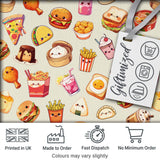 Cute Kawaii Fast Food Sushi Dessert Snacks Seamless Pattern Cream Background Digital Print Fabric by the Metre UK Sewing Quilting Textile