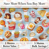 Cute Kawaii Fast Food Snacks Gingham Picnic Background Seamless Pattern Digital Print Fabric by the Metre UK Sewing Quilting Textile