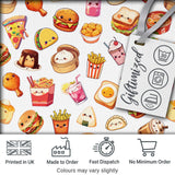 Cute Kawaii Fast Food Snacks Light Grey Background Seamless Pattern Digital Print Fabric by the Metre UK Sewing Quilting Textile