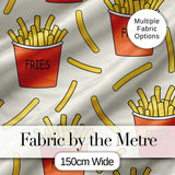 Cute Kawaii French Fries Cream Background Seamless Pattern Digital Print Fabric by the Metre UK Sewing Quilting Textile