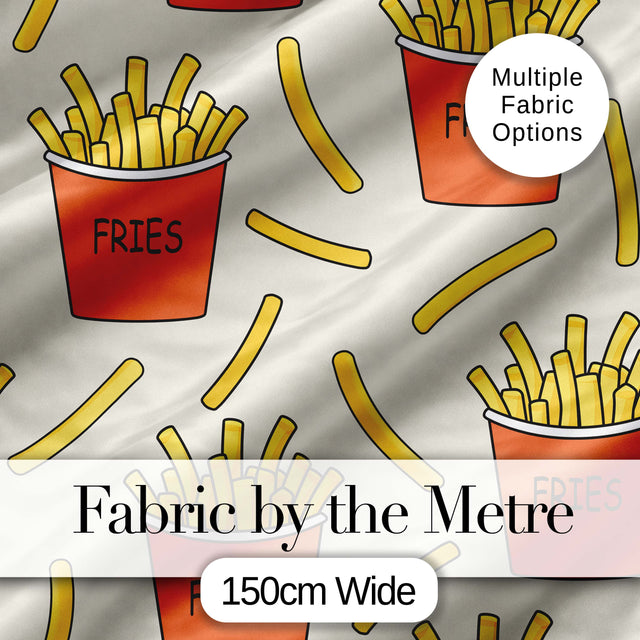 Cute Kawaii French Fries Cream Background Seamless Pattern Digital Print Fabric by the Metre UK Sewing Quilting Textile