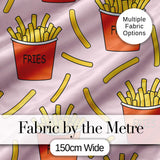 Cute Kawaii French Fries Soft Pink Background Seamless Pattern Digital Print Fabric by the Metre UK Sewing Quilting Textile