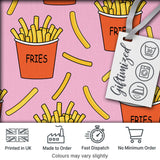 Cute Kawaii French Fries Pastel Pink Background Seamless Pattern Digital Print Fabric by the Metre UK Sewing Quilting Textile