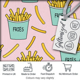 Cute French Fries Seamless Pattern Pink Background Digital Print Fabric by the Metre UK Sewing Quilting Textile