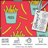 Cute French Fries Seamless Pattern Red Background Digital Print Fabric by the Metre UK Sewing Quilting Textile