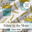 Cute French Fries Seamless Pattern Light Grey Background Digital Print Fabric by the Metre UK Sewing Quilting Textile