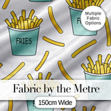 Cute French Fries Seamless Pattern Light Grey Background Digital Print Fabric by the Metre UK Sewing Quilting Textile
