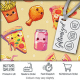 Cute Kawaii Fast Food Pattern with Pizza Fries Chicken Soda Yellow Background Digital Print Fabric by the Metre UK Sewing Quilting Textile