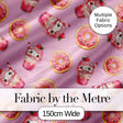 Cute Kawaii Donut and Strawberry Drink Pattern Blush Pink Background Seamless Digital Print Fabric by the Metre UK Sewing Quilting Textile