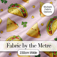 Cute Kawaii Taco and Wrap Food Pattern Soft Pink Background Seamless Digital Print Fabric by the Metre UK Sewing Quilting Textile