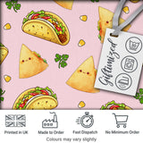 Cute Kawaii Taco and Wrap Food Pattern Soft Pink Background Seamless Digital Print Fabric by the Metre UK Sewing Quilting Textile