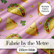 Cute Kawaii Taco and Wrap Food Pattern Blush Pink Background Seamless Digital Print Fabric by the Metre UK Sewing Quilting Textile