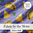 Cute Kawaii Taco and Wrap Food Pattern Purple Background Seamless Digital Print Fabric by the Metre UK Sewing Quilting Textile