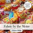Cute Kawaii Fast Food Mix Pizza Burger Fries Seamless Pattern Busy Background Digital Print Fabric by the Metre UK Sewing Quilting Textile