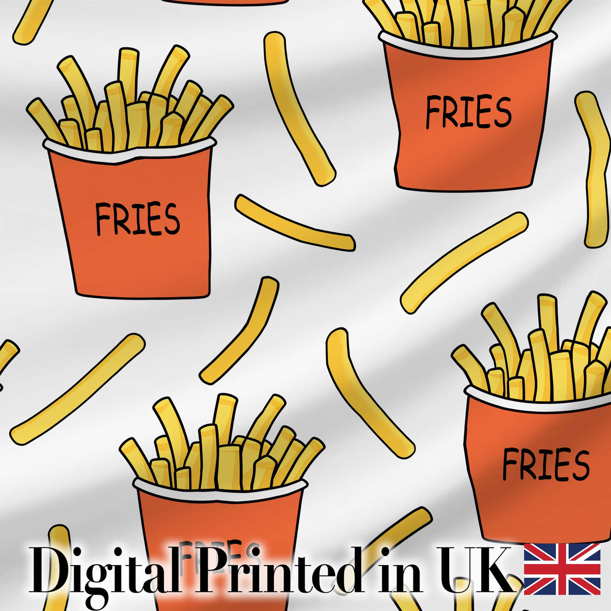 Cute Simple French Fries Pattern Minimal Seamless Food Design White Background Digital Print Fabric by the Metre UK Sewing Quilting Textile