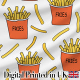 Cute Simple French Fries Pattern Minimal Seamless Food Design White Background Digital Print Fabric by the Metre UK Sewing Quilting Textile