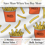 Cute Simple French Fries Pattern Minimal Seamless Food Design White Background Digital Print Fabric by the Metre UK Sewing Quilting Textile