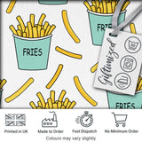 Cute Kawaii French Fries Fast Food Seamless Pattern White Background Digital Print Fabric by the Metre UK Sewing Quilting Textile