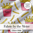 Cute Kawaii French Fries Fast Food Seamless Pattern Pink White Background Digital Print Fabric by the Metre UK Sewing Quilting Textile
