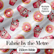 Cute Kawaii Donut Milkshake Dessert Seamless Pattern Pink White Background Digital Print Fabric by the Metre UK Sewing Quilting Textile