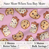 Cute Chocolate Milk and Cookies Kawaii Cartoon Sweet Snacks Seamless Pattern Digital Print Fabric by the Metre UK Sewing Quilting Textile