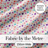 Watercolor Pastel Hearts Love Pattern Soft Romantic Seamless Pattern Digital Print Fabric by the Metre UK Sewing Quilting Textile