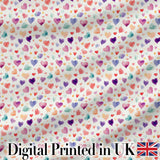 Watercolor Pastel Hearts Love Pattern Soft Romantic Seamless Pattern Digital Print Fabric by the Metre UK Sewing Quilting Textile