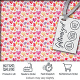 Watercolor Pink Red Hearts Love Romantic Seamless Pattern Digital Print Fabric by the Metre UK Sewing Quilting Textile