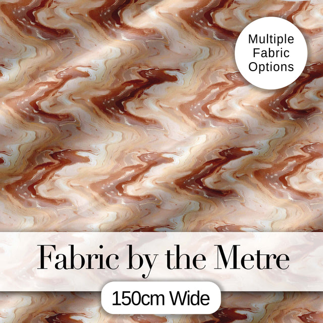 Neutral Beige Marble Fluid Abstract Swirl Seamless Pattern Digital Print Fabric by the Metre UK Sewing Quilting Textile