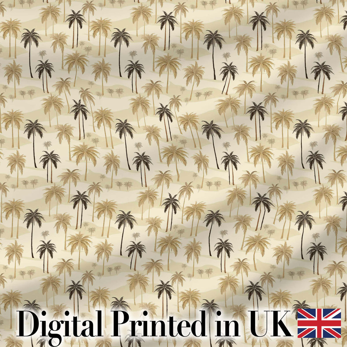 Vintage Palm Trees Desert Beige Tropical Seamless Pattern Digital Print Fabric by the Metre UK Sewing Quilting Textile