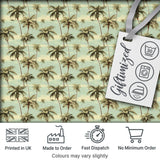 Tropical Palm Trees Ocean Sky Vintage Seamless Pattern Digital Print Fabric by the Metre UK Sewing Quilting Textile