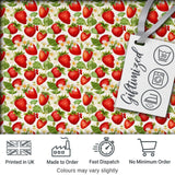 Fresh Red Strawberries White Blossom Seamless Pattern Digital Print Fabric by the Metre UK Sewing Quilting Textile
