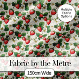 Vintage Strawberry Botanical Cream Background Seamless Pattern Digital Print Fabric by the Metre UK Sewing Quilting Textile