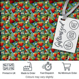 Juicy Strawberry Vine Blue Background Seamless Pattern Digital Print Fabric by the Metre UK Sewing Quilting Textile