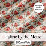 Romantic Vintage Rose Garden Seamless Pattern Digital Print Fabric by the Metre UK Sewing Quilting Textile
