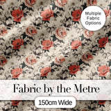 Classic Vintage Rose Botanical Cream Seamless Pattern Digital Print Fabric by the Metre UK Sewing Quilting Textile