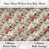 Classic Vintage Rose Botanical Cream Seamless Pattern Digital Print Fabric by the Metre UK Sewing Quilting Textile