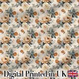 Soft Neutral Floral Bouquet Beige Seamless Pattern Digital Print Fabric by the Metre UK Sewing Quilting Textile