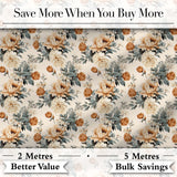 Soft Neutral Floral Bouquet Beige Seamless Pattern Digital Print Fabric by the Metre UK Sewing Quilting Textile