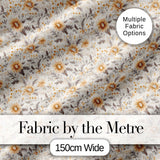 Delicate Golden Wildflower Botanical Seamless Pattern Digital Print Fabric by the Metre UK Sewing Quilting Textile