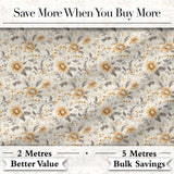 Delicate Golden Wildflower Botanical Seamless Pattern Digital Print Fabric by the Metre UK Sewing Quilting Textile