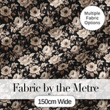 Classic Monochrome Floral Black Ivory Seamless Pattern Digital Print Fabric by the Metre UK Sewing Quilting Textile
